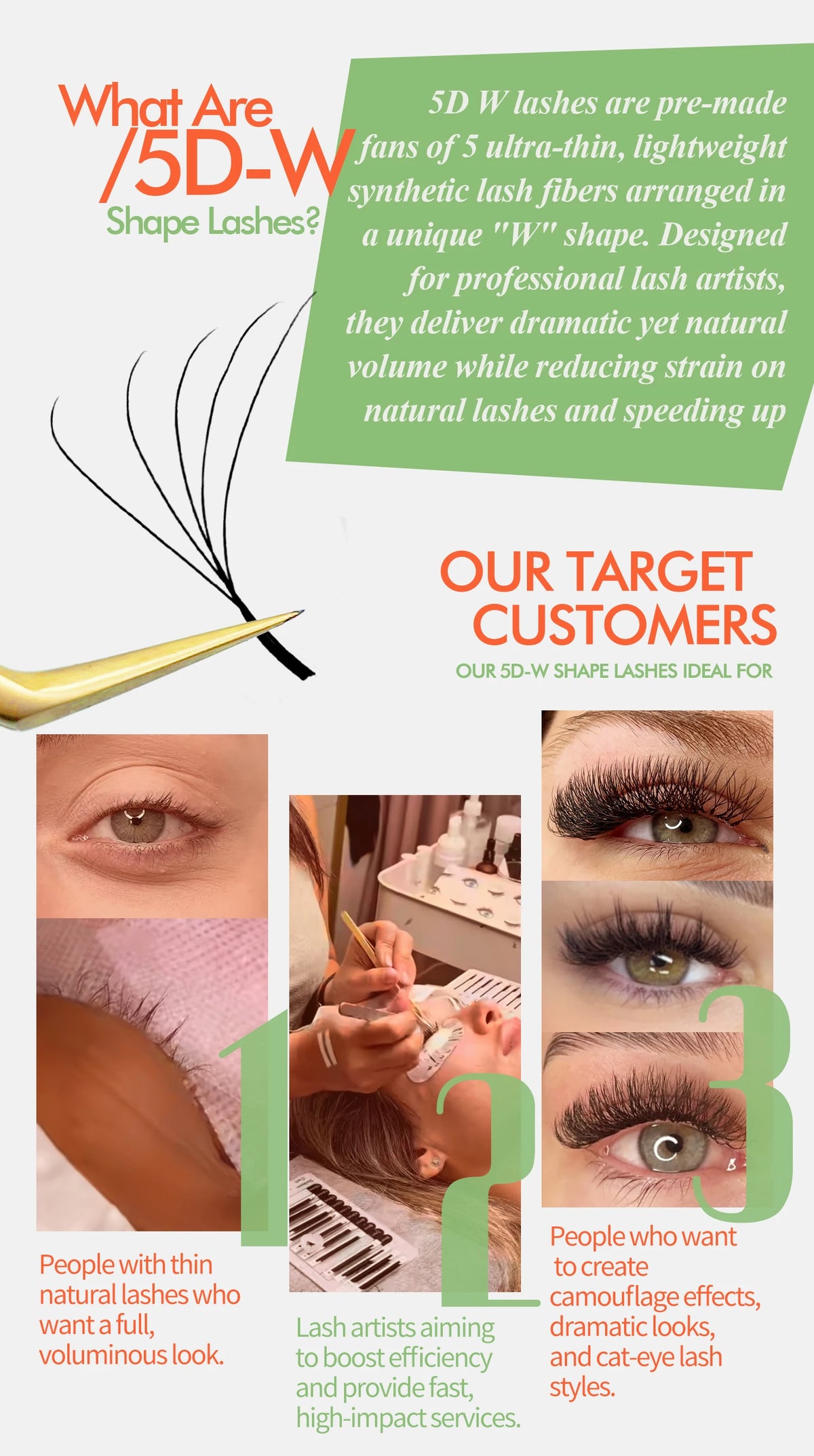 LAKANAKU 5D W Shaped L M Curl Cilios 5DW Clover Russian Eyelashes Extension Angle W Shape Mink Lashes Volume Lashes Extension