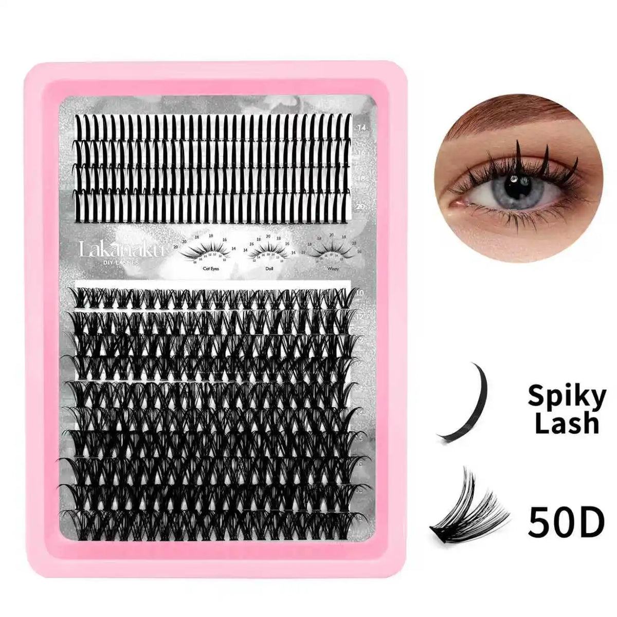 LAKANAKU Manga DIY Lashes Book Lash Cluster Tray Bottom Clusters Volume Set Eyelash Extensions Individual Eyelashes