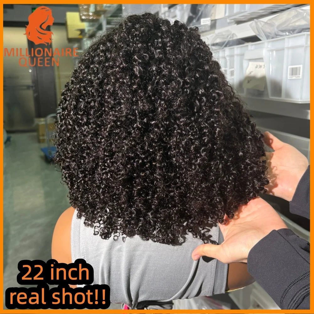 300% Millionaire Queen Half Wigs Wear and Go Beginner Friendly Headband Wig Pixie Curly Half Wig Clip Ins Flip Over Glueless Wig