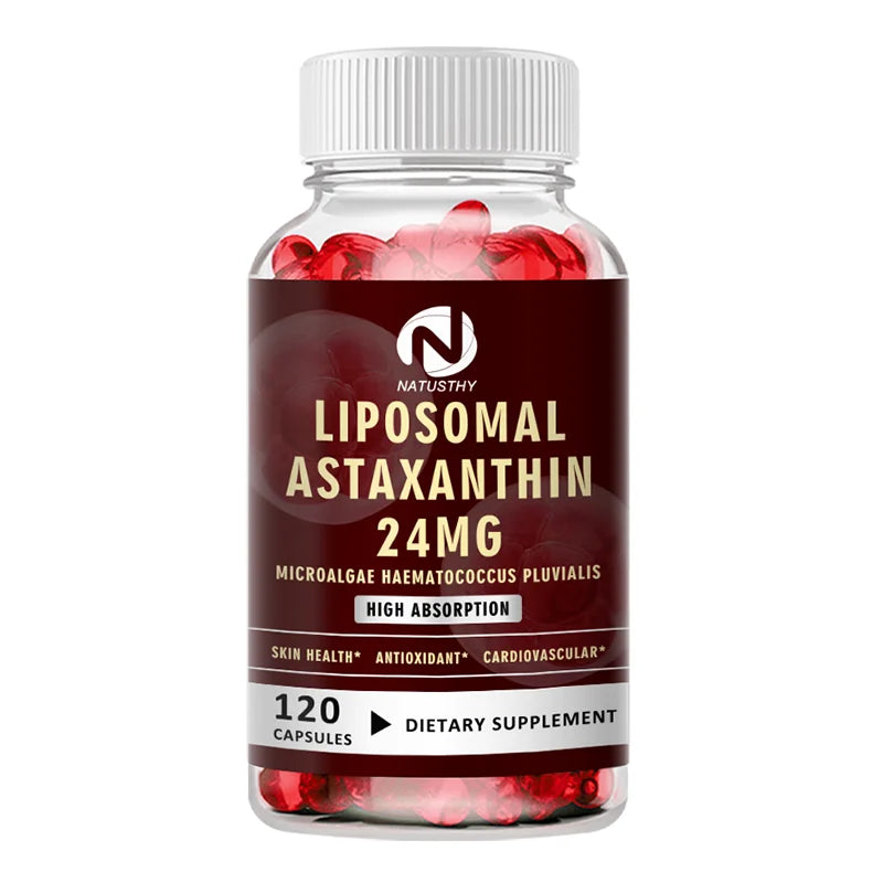 Liposomal Astaxanthin Capsules 24mg for Brain, Heart Vitality, Skin, Joint, Eye, Immune Health
