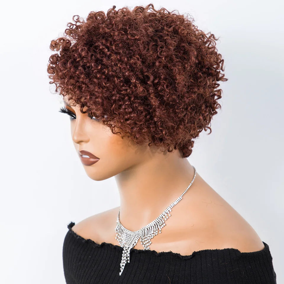 Lekker Short Pixie Cut Afro Kinky Curly Bob 100% Human Hair Wigs For Women Brazilian Remy Hair Full Machine Made Clearance Wigs