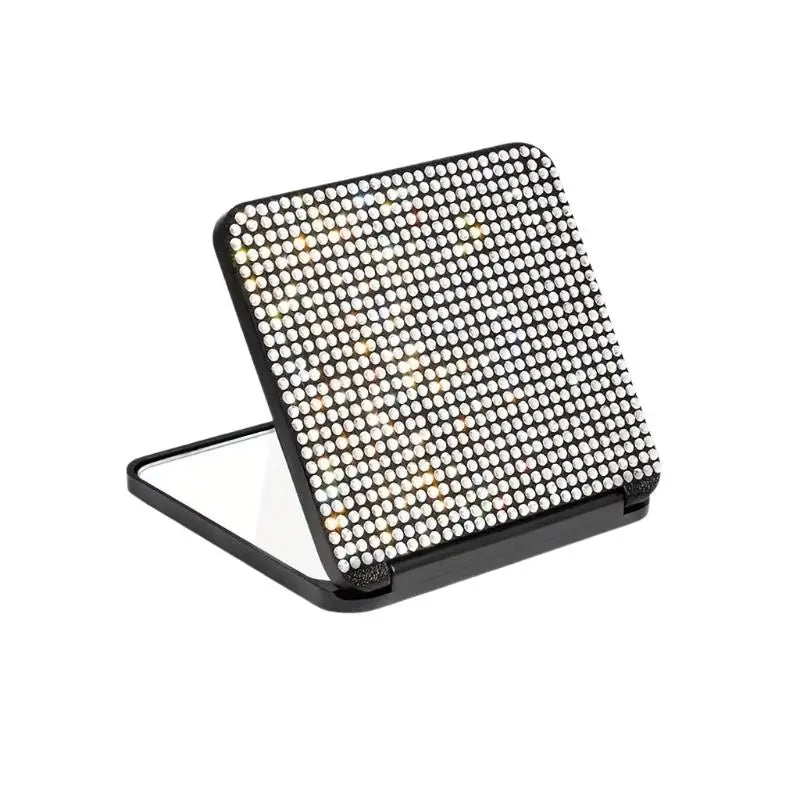 Rhinestone Compact Makeup Mirror Double Sided Foldable Portable HD Reflection for Daily Makeup Touch Up Travel Gift