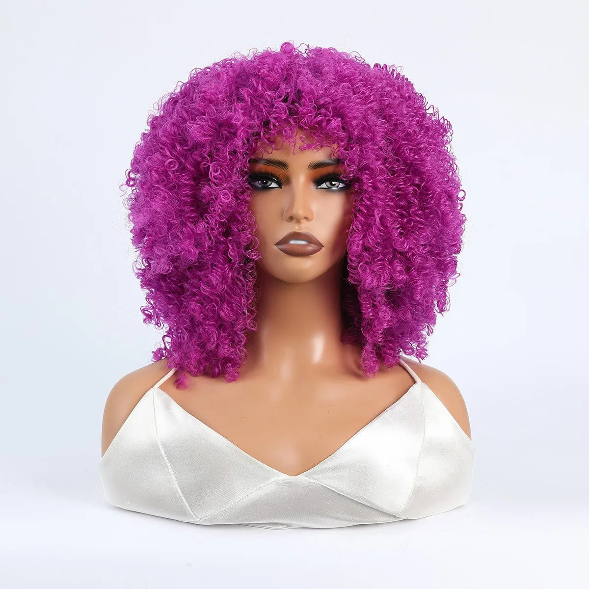 Synthetic 1 Piece 16 Inch Exploded Head Curly Wig, Synthetic Fiber Wig, Comfortable and Breathable Snapback Mesh Cap