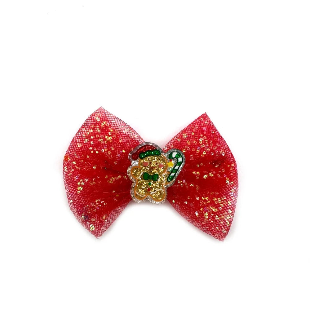 50pcs Christmas Small Dog Grooming Bows Rubber Bands for Dogs Xmas Pet Dog Hair Bow for Grooming Small Dog Cat Hair Accessories