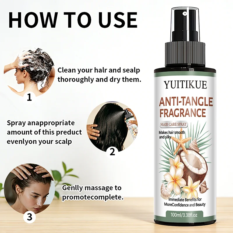 YUITIKUE Coconut Argan Oil Hair Care Spray - Detangle, Moisturize & Add Shine to All Hair Types