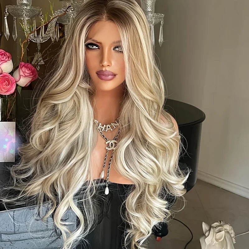 14inch Soft Bob Glueless Ombre Blond Body Wave Wig 150 Density 13x4 Lace Front with Baby Hair Pre-Plucked 100% Human Hair