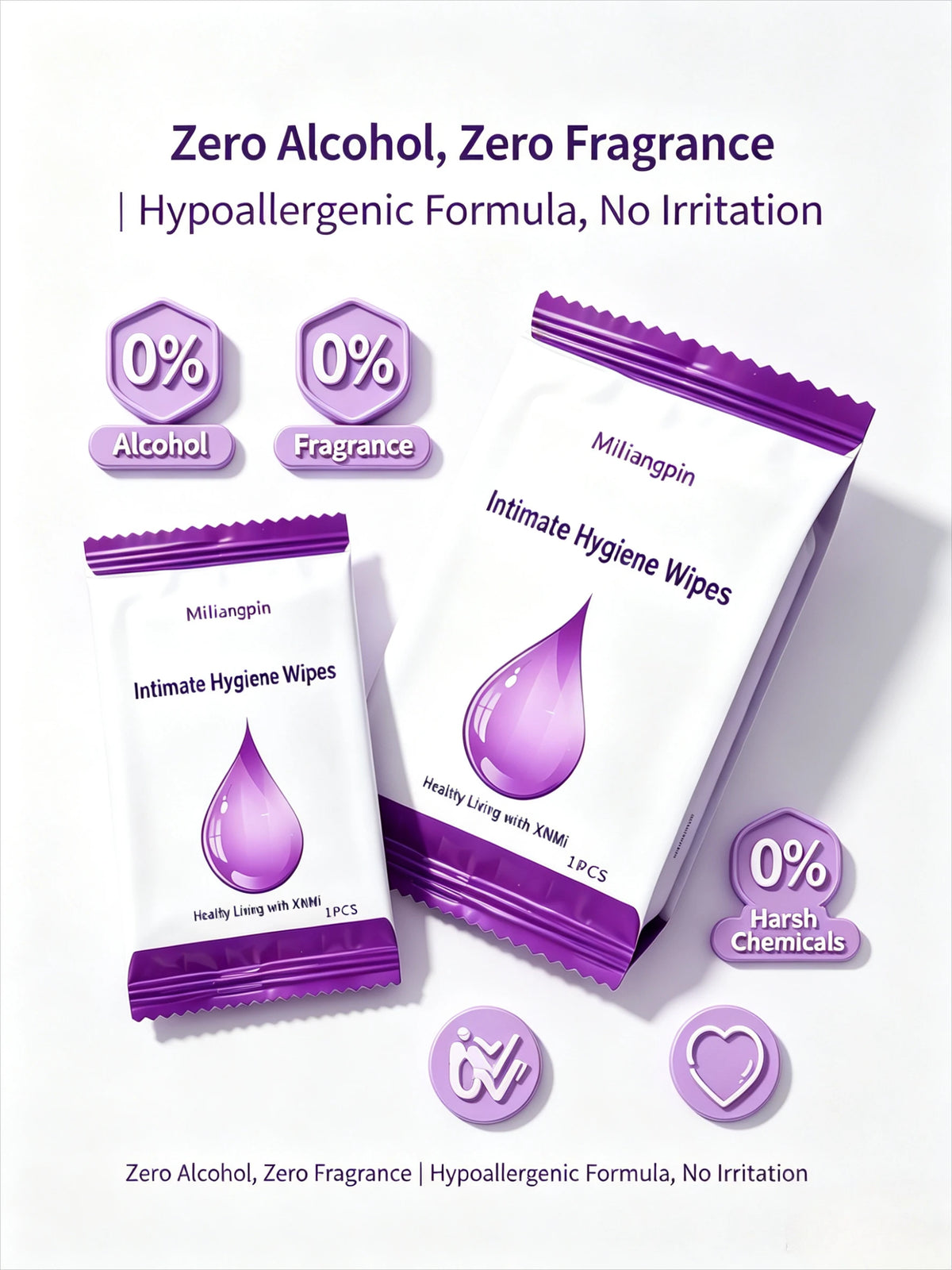 Feminine Intimate Wipes; Intimate Cleaning and Antibacterial Use Outdoors; Individually Wrapped for Easy Carrying and Storage.