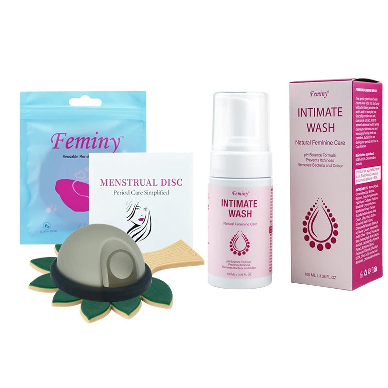 Menstrual Disc Woman Personal Health Set Medical Silicone Menstrual Disk With Intimate Wash