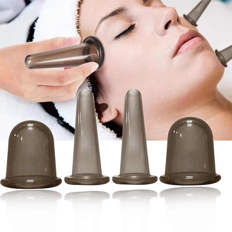 Silicone Vacuum Cupping Massage Jars Anti Cellulite Massage Facial Suction Cups Face Neck Lift Skin Scraping Guasha Anti Wrinkle