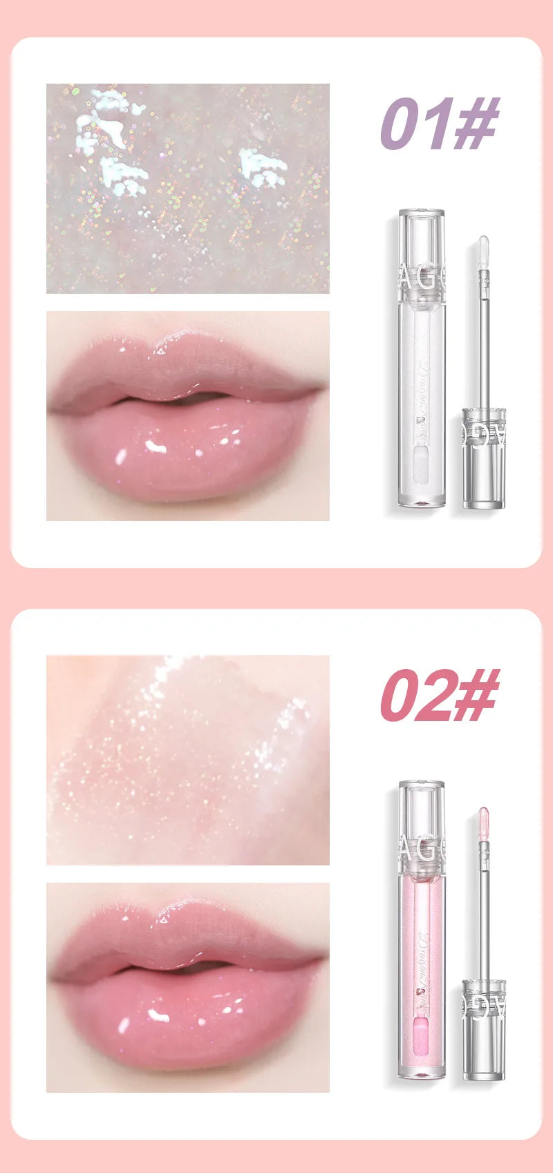 Mirror Water Gloss Lip Glaze Moisturizing Liquid Lipstick Long Lasting Nourishing Glass Lip Gloss Transparent Lip Stain Tint