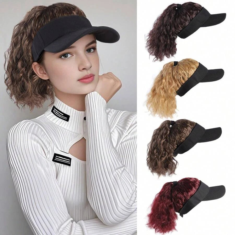 Synthetic Hat With Hair Attached For Women Ponytail Curly Hair Wig With Hair Cap Styling Baseball Baseball Cap Ponytail Hat Wig