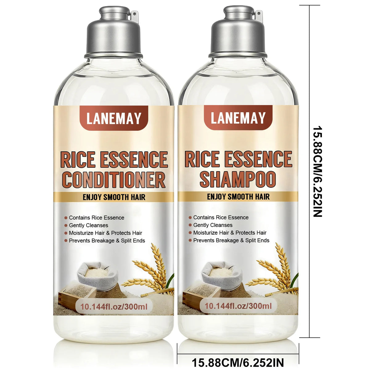 Rice Essence Shampoo & Conditioner Set – Gentle Cleansing with Deep Moisturizing for Smooth, Tangle-Free Hair.