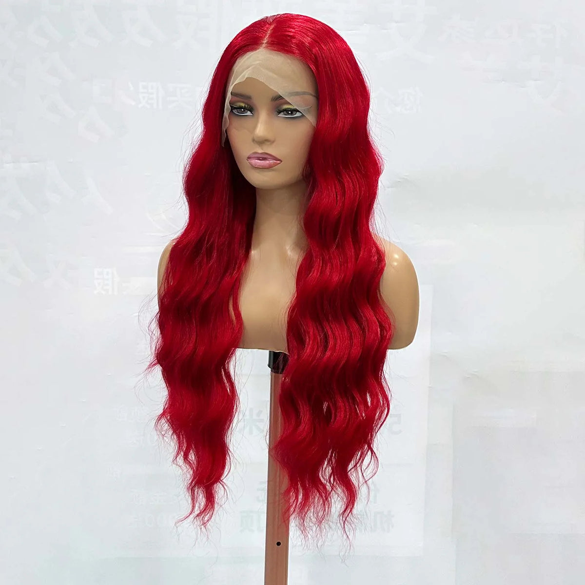 Dark Red Wig Natural Curly Long Wavy Synthetic Middle Part Loose Deep Wave 13X4 Lace Front Wigs for Women Daily Party Cosplay