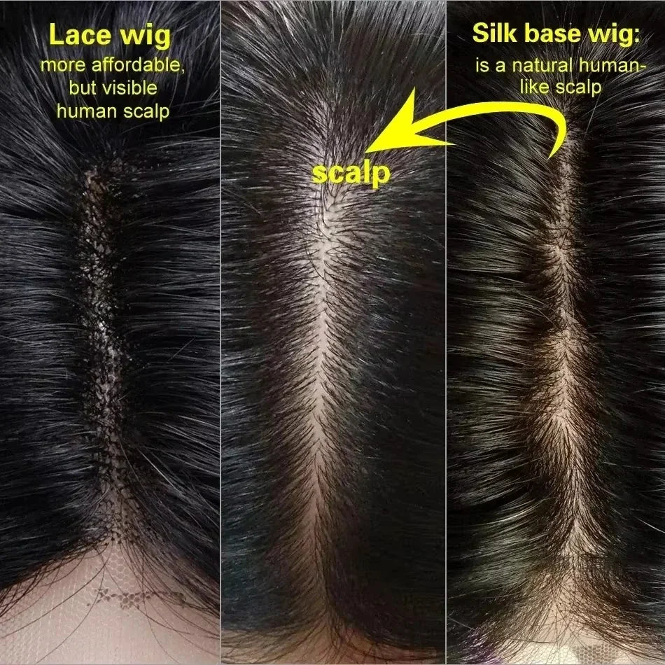 6*6 Silk Top Virgin European Human Hair Wig Bangs Natural Hairline Silk Base Glueless Elastic Cap Breathable Wear To Go Wig For