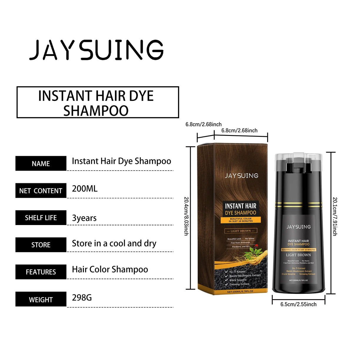 Polygonum Multiflorum Hair Dye Shampoo Herbal Nourish Repair Roots Boost Hair Vitality Repair Hair Damaged Instant Dye Shampoo
