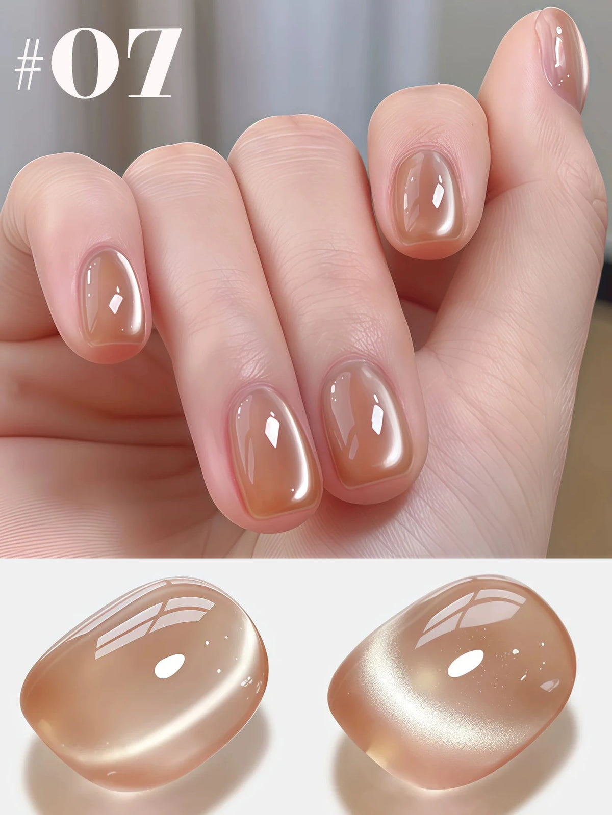 MN 10ML 1-16PCS Moonlight Ballet Magnet Cat Eye Nail Polish Gel Nude Pink Style With Gold Glass Beads Cat Eye Look Nail Polish