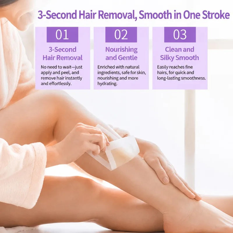 Honey Depilatory Wax Strips Double-sided Non-woven Fabric Wax Paper Full Body Hair Remover for Leg Armpit Bikini Arm Gentle