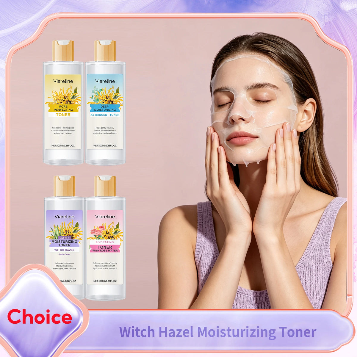 Witch Hazel Aloe Vera Facial Toner Moisturizing Sooth Dryness Evens out Redness Repair Skin Barrier After Sun Care Toner Serum