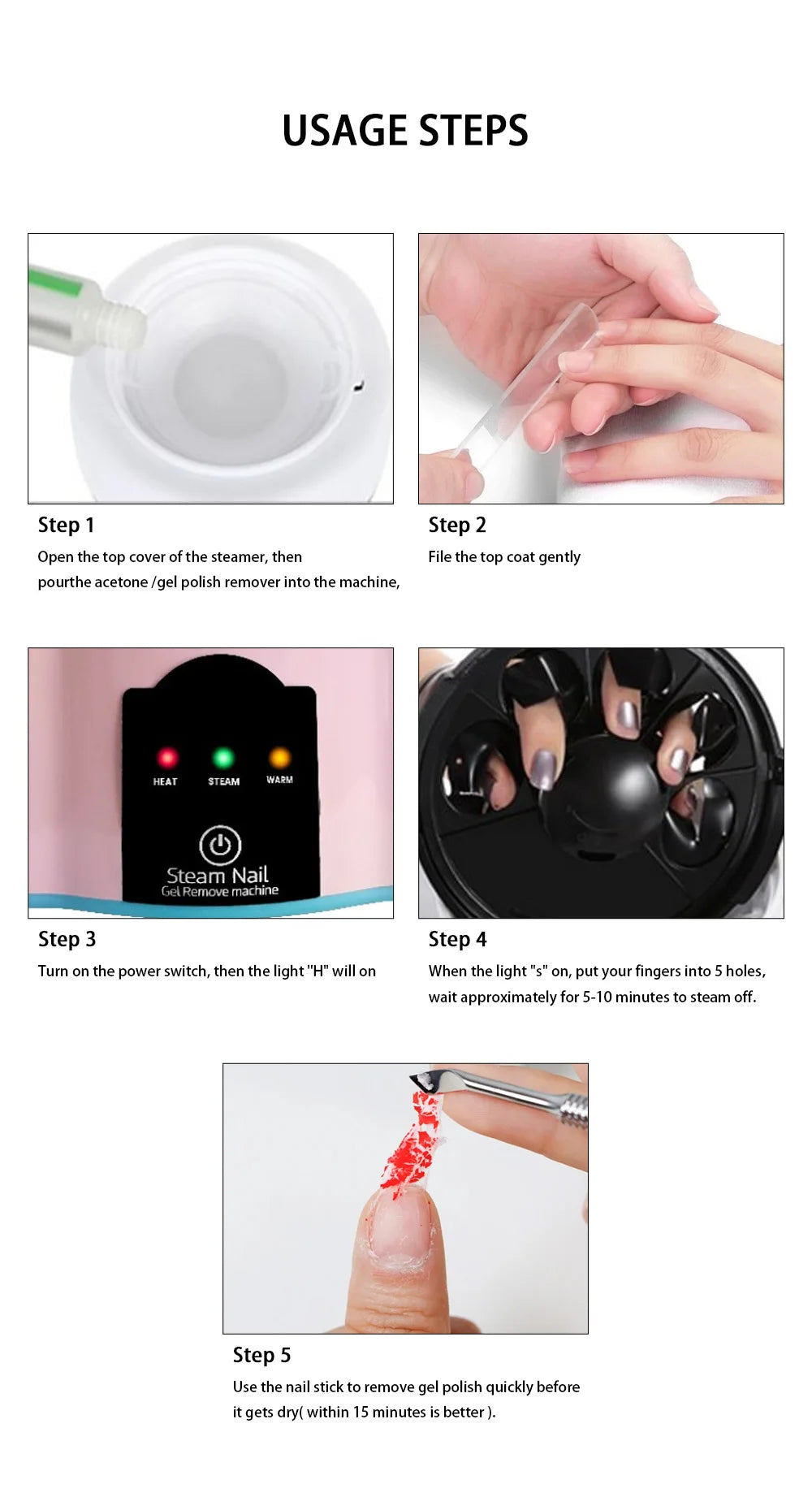Electric Steam Gel Nail Remover Upgraded Acrylic Nail Polish Removal Box Nail Polish Beauty Salon Machine for Nail Gel Polish