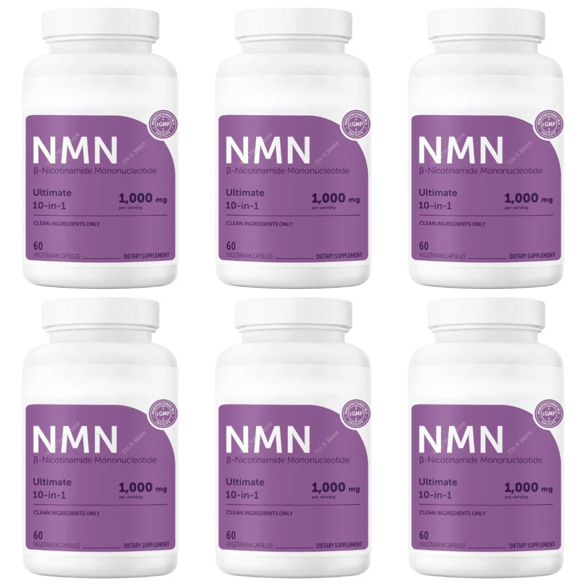 NMN Capsules 1000mg Per Serving with Resveratrol CoQ10 Vitamin C Vegan Formula Daily Wellness Supplement Clean Ingredients 120Ct