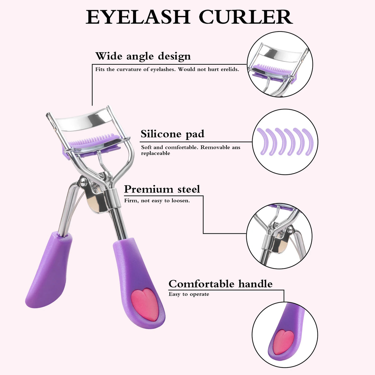6Pcs Eyelash & Eyebrow Makeup Tools Kit Eyelash Curler Dual End Brow Brush Lash Comb Spoolie Applicator