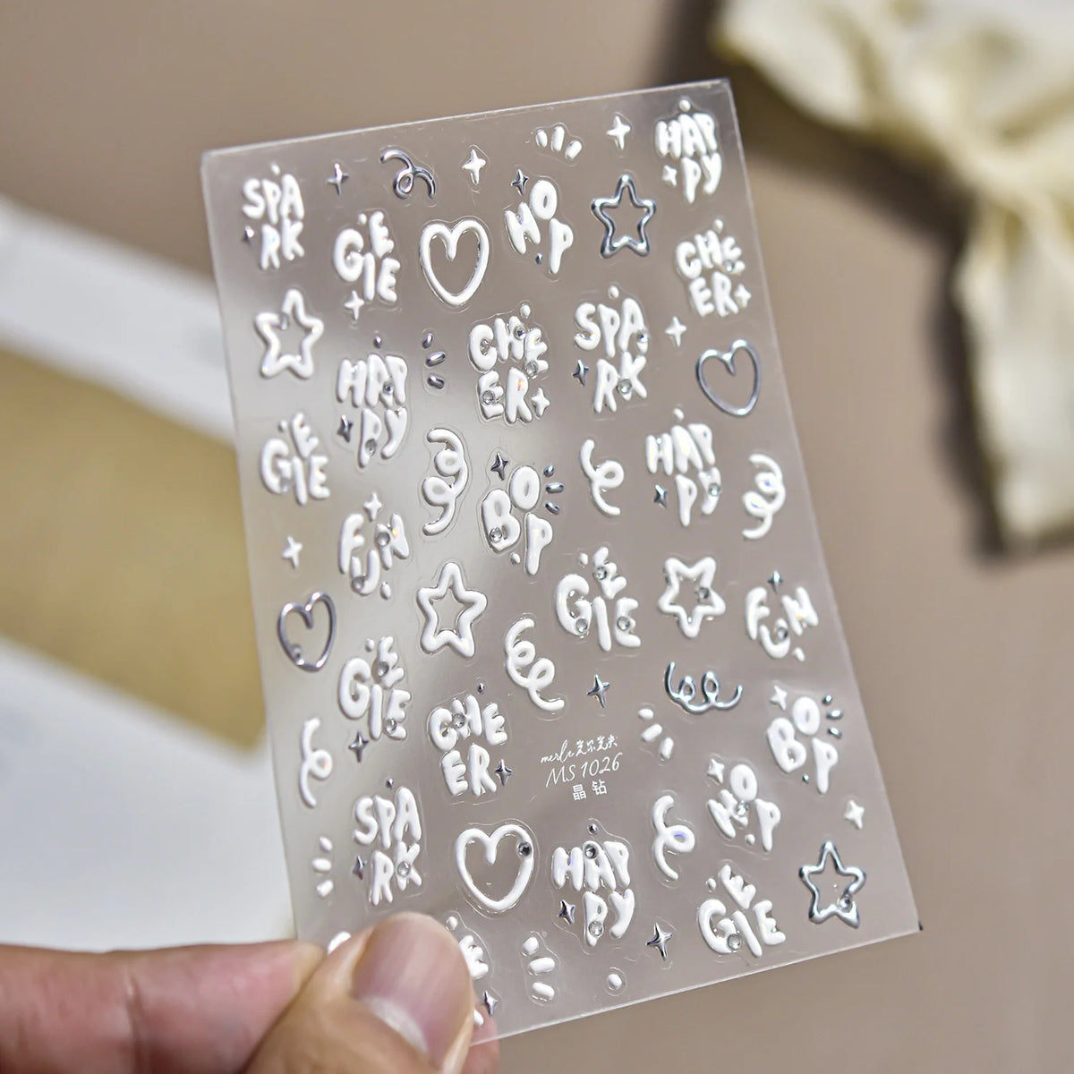 Silver Trim Silver Foil 5D Christmas Nail Stickers White Bow Pearl Chain Xmas Wreath Snowflake Xmas Tree Nail Manicure Supplies