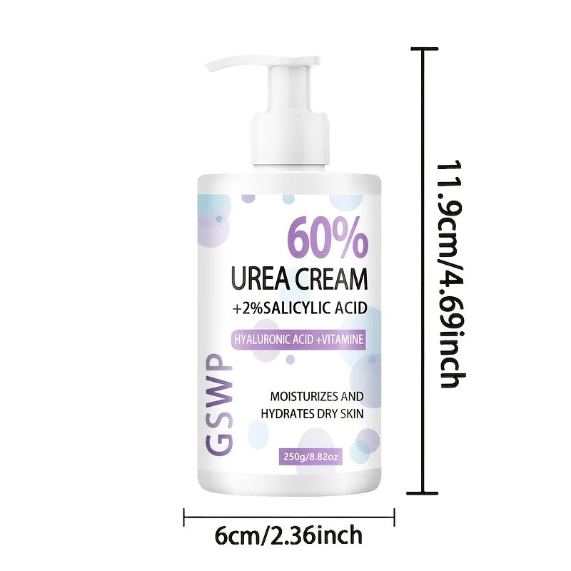 GSWP 60% Urea Moisturising Hand and Foot Cream, Containing Salicylic Acid, Protects and Nourishes Hands and Feet. 250g/500g