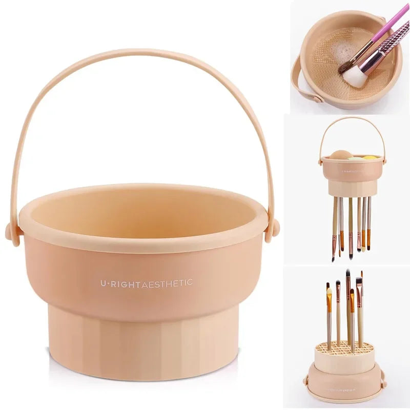 Makeup Brush Cleaning Bucket Washing and Drying Tools Beauty Makeup Powder Puff Cleaning Artifacts Drying Rack Storage Box