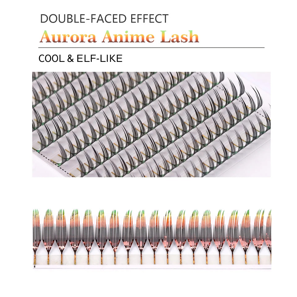AGUUD Color Shiny Comic Spire Lashes Extension Manga Style Holographic Feather Lash Natural Soft Tinsel Anime Lash for Christmas