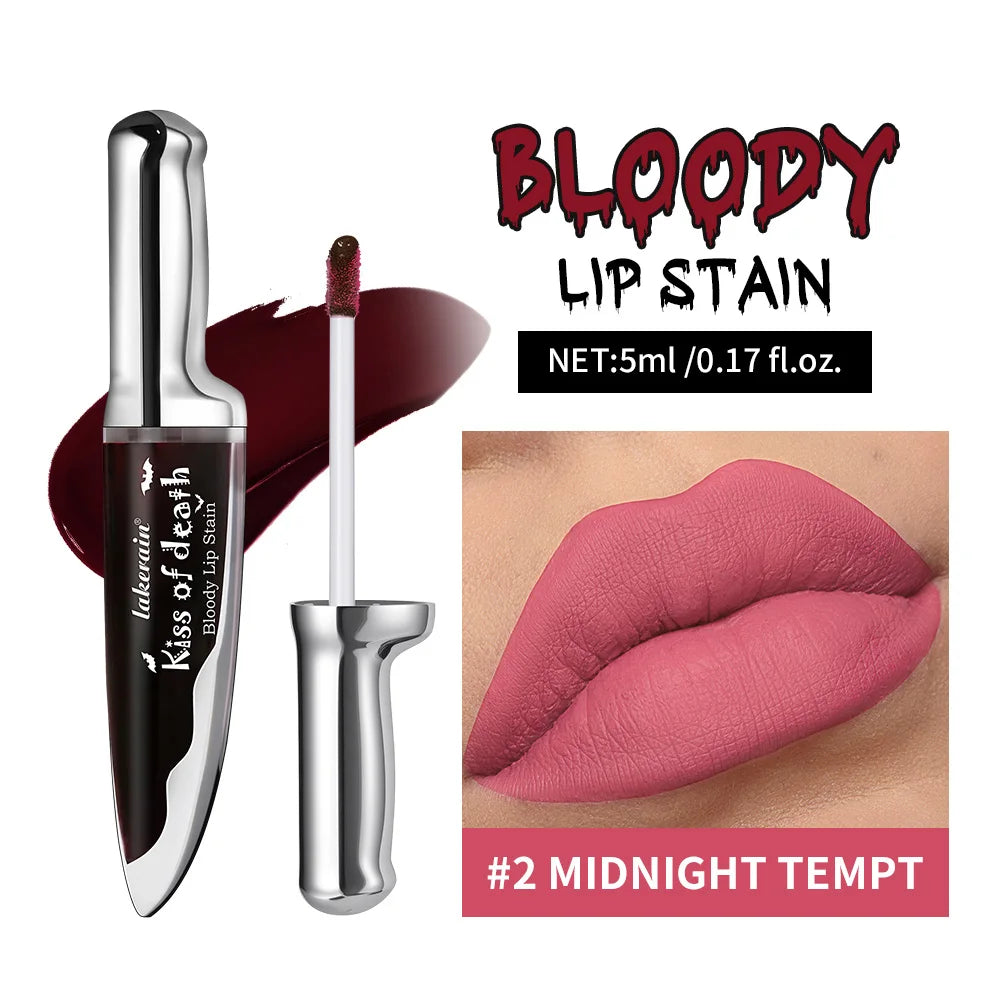 Lip Stain Kiss of Death Bloody Gothic Matte Long Lasting Waterproof Change of Black Vampire Halloween Cosplay Makeup