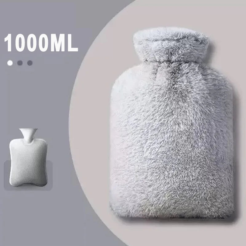 2025 Hot Water Bottle with Cover 1L for Bed Hand Foot Warmer Hot Water Bag Neck Shoulder Pain Menstrual Cramps Hot Compress
