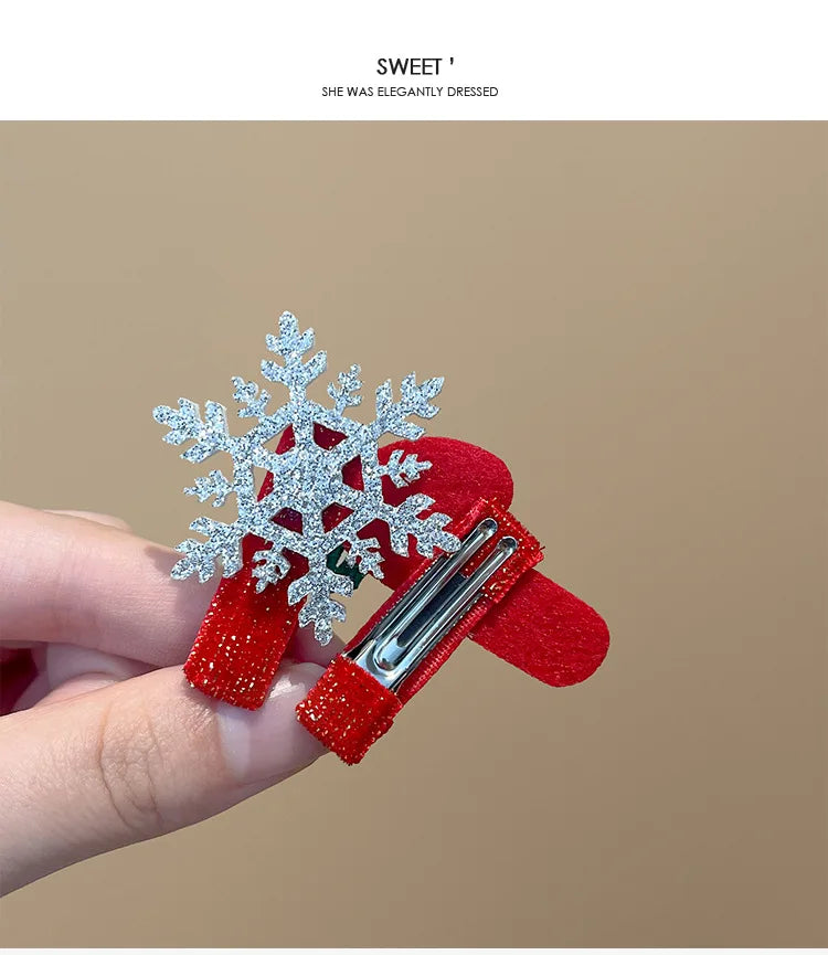 Cute Christmas New Year Hairpins Set Children Girls Gift Bangs Hair Clips Pins Accessories Hairclip Headwear Headdress Ornament