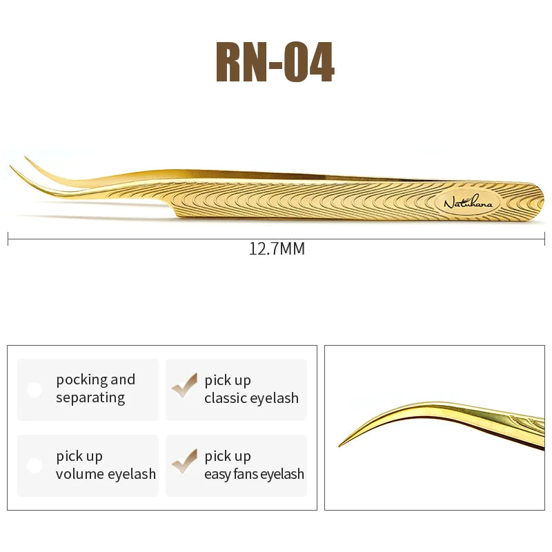 NATUHANA Professional for 3D Tweezers Stainless Steel Volume Eyebrow Tweezer False Eyelash Extension Tweezers for Makeup Tools