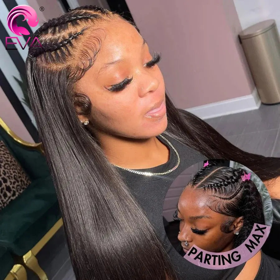 Eva 13x6 HD Lace Frontal Wigs Straight Brazilian Human Hair Wigs Glueless Ready Wear Wigs Bleached Knots Skinlike Real HD Wigs