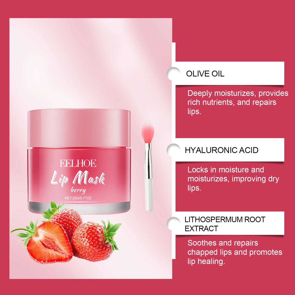 20g EELHOE Moisturizing and Hydrating Sleep Lip Mask – Cleans Dead Skin, Moisturizes Dry Lips, Keeps Them Hydrated and Soft