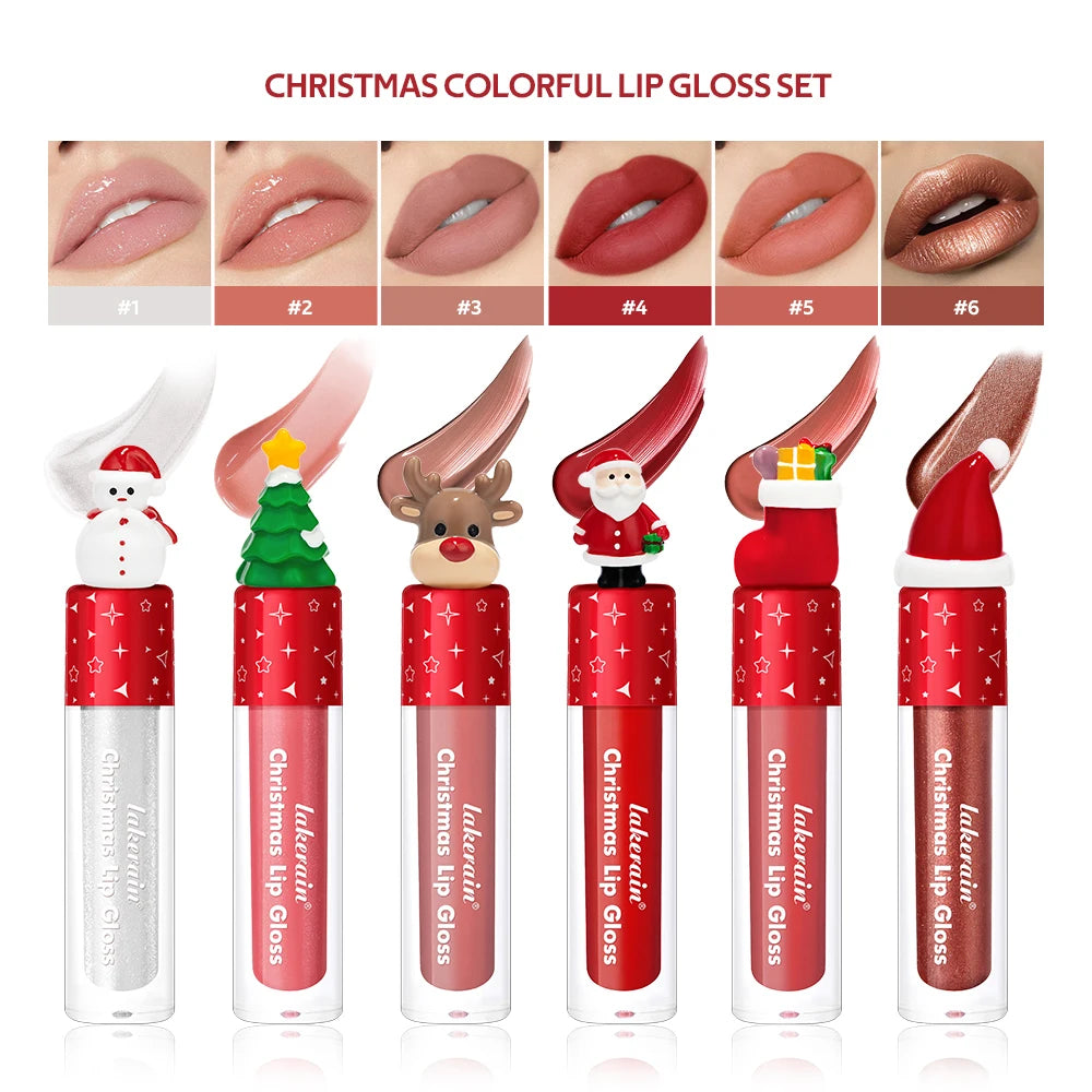 Christmas Gift 6Pcs Lip Gloss Set With Gift Bag Velvet Matte Waterproof Long Lasting Lip Tint Colorful Lip Makeup Cosmetic