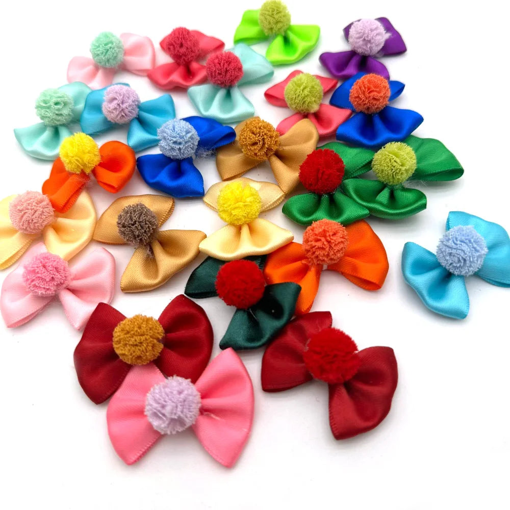 50pcs Christmas Small Doggy Hair Bows Exquisite Pet Hair Bows Rubber Bands Dog Hair Bows Dog Grooming Accessories Pet Supplies
