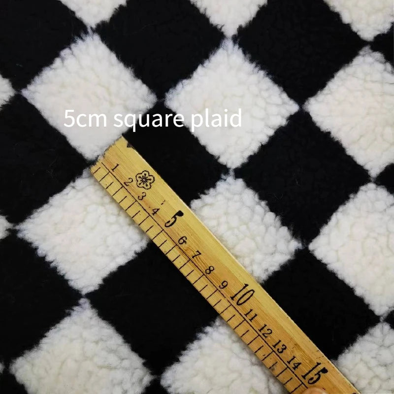 Thickened Short Hair Plush Fabric By The Meter for Needlework Autumn Coat Hoodies Dolls Diy Sewing Cloth Warm Soft Bear Plaid