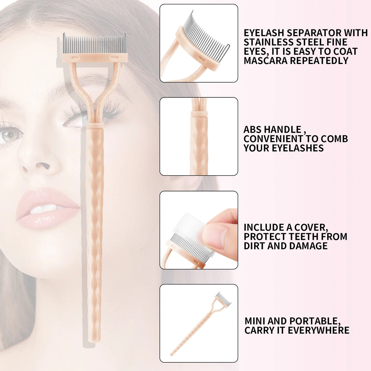 6Pcs Eyelash & Eyebrow Makeup Tools Kit Eyelash Curler Dual End Brow Brush Lash Comb Spoolie Applicator