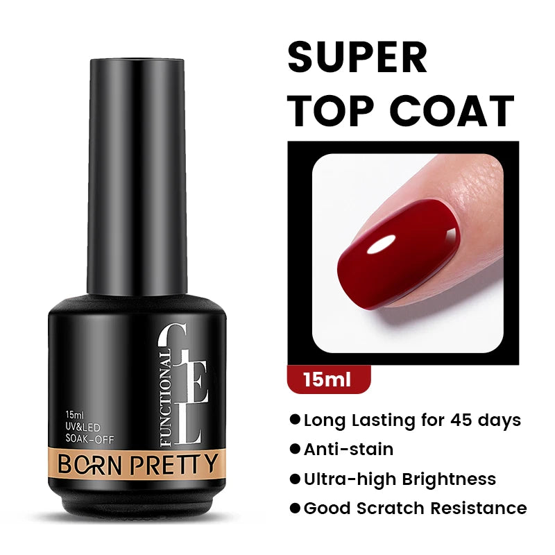 BORN PRETTY Milky Pink Rubber Base Gel Nail Polish Glitter 15ml Semi-Permanent Varnish Soak Off Self Leveling UV LED Gel