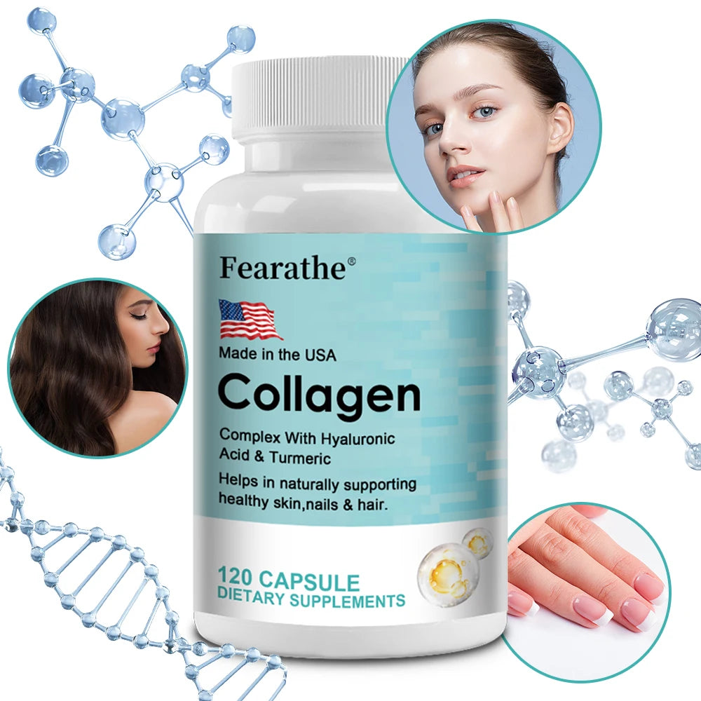Marine Collagen Supplement - with Hydrolyzed Acid, Skin Care Capsules, Firming Skin, Promoting Hair and Nail Growth, Antioxidant