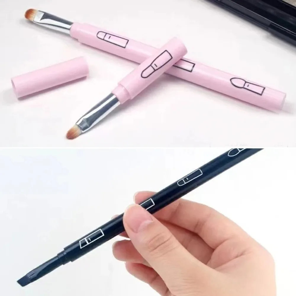 Travel Size 4 In 1 Makeup Brush Portable With Plastic Handle Eyeshadow Lip Brush Multi-use Makeup Tool