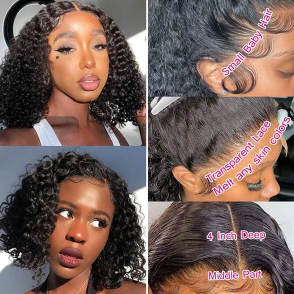 Glueless Kinky Curly Wig 13X6 Human Hair Ready To Wear Frontal Wigs Deep Curls Lace Closure Wig For Women Tissage Cheveux Humain