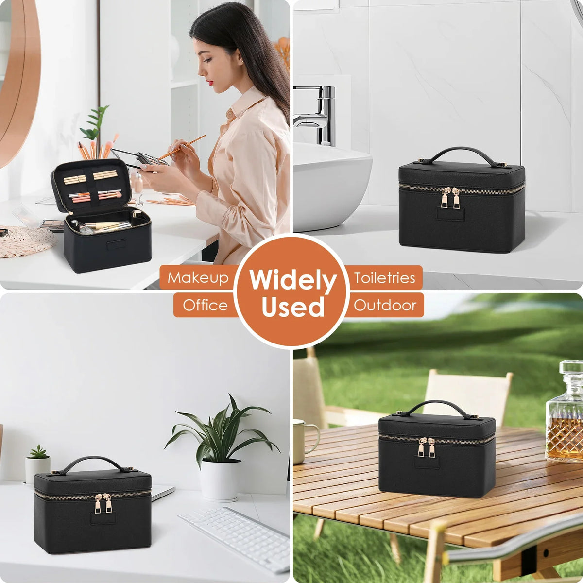 PU leather Cosmetic Bag Women Vanity Case Large Capacity Luxury Portable Travel Toiletry Bags Makeup Organizer