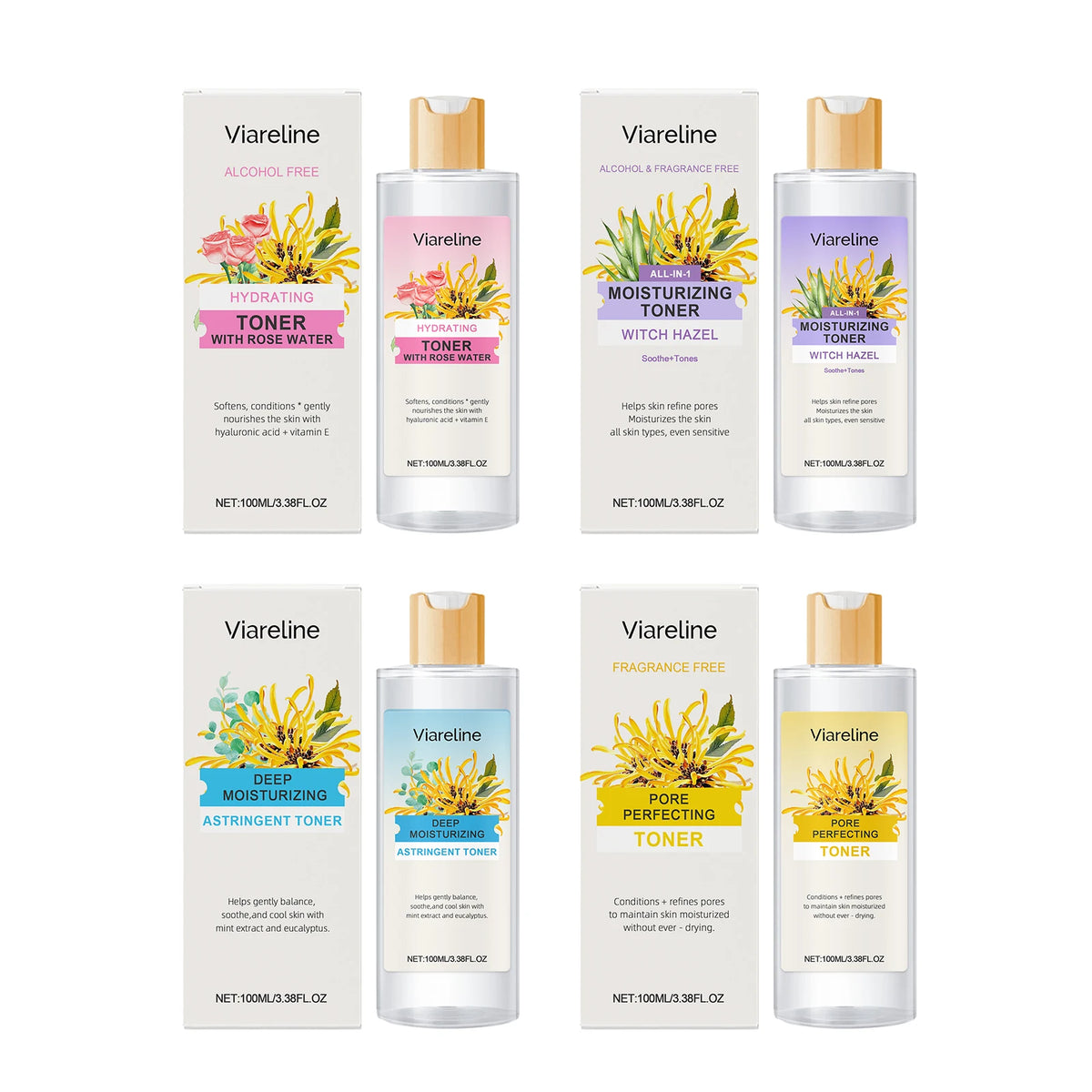 Witch Hazel Aloe Vera Facial Toner Moisturizing Sooth Dryness Evens out Redness Repair Skin Barrier After Sun Care Toner Serum