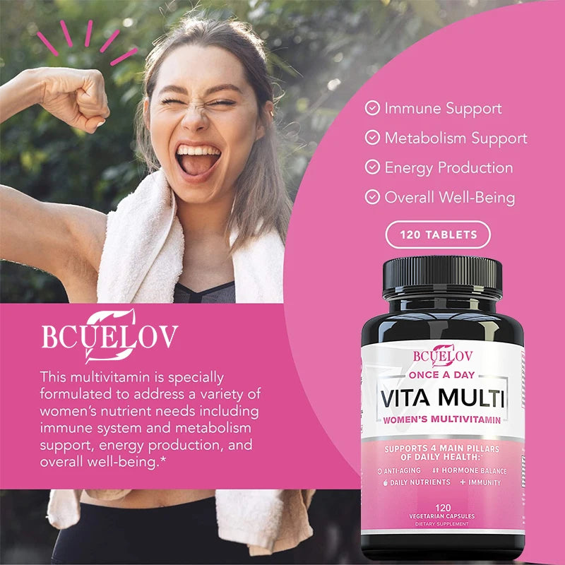 Women's Daily Multi Supplement Capsules - Daily Multivitamin To Support Energy and Immune Joints Hair Skin & Nails Health