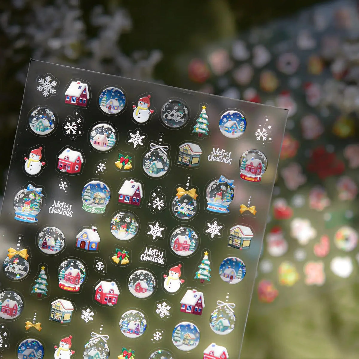 5D Embossed Jelly Crystal Ball Nail Art Christmas Stickers Gingerbread Man 3D Nails Decoration Stickers DIY Self Adhesive Decals