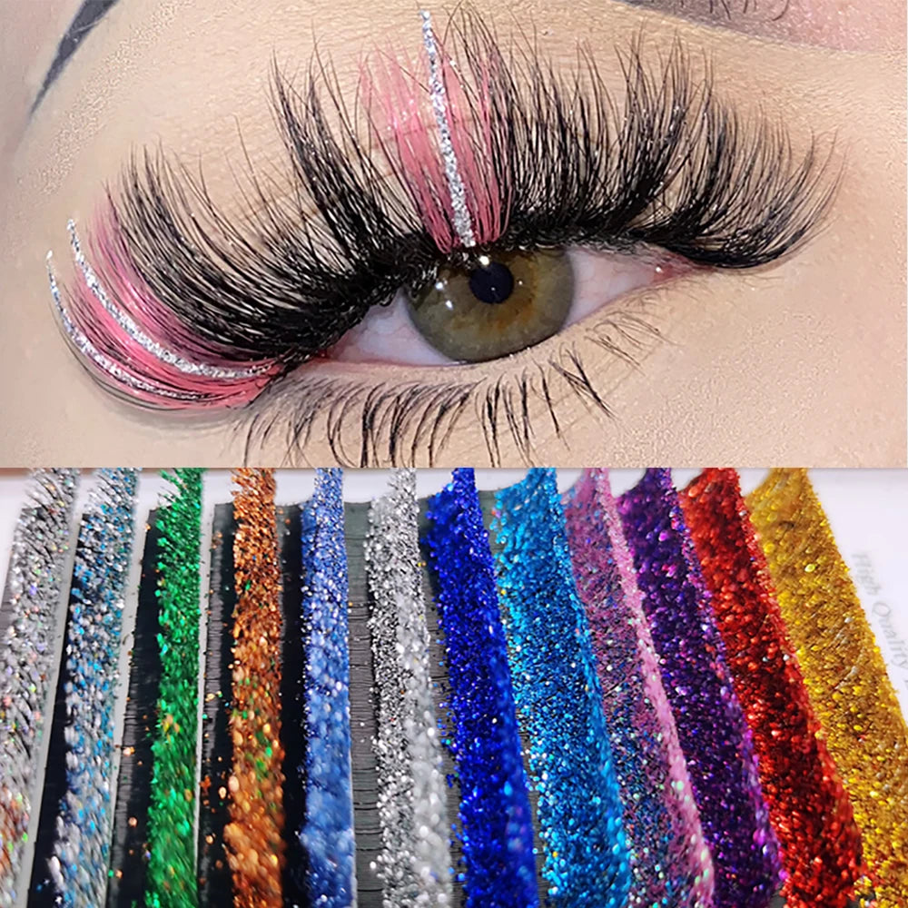 Domi Glitter False Eyelashes Butterfly Flower Colorful Diamond Individual Fairy Spike Lash For Halloween Christmas Party Makeup