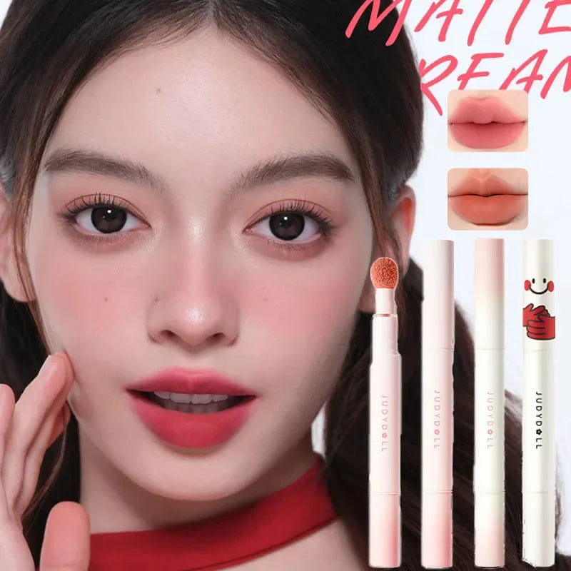 Judydoll Hydrating Non-sticky Lip Powder Cream Cushion Lipstick Matte Lip Stain White Lipsticks Light Lines Lip Clay Cosmetics
