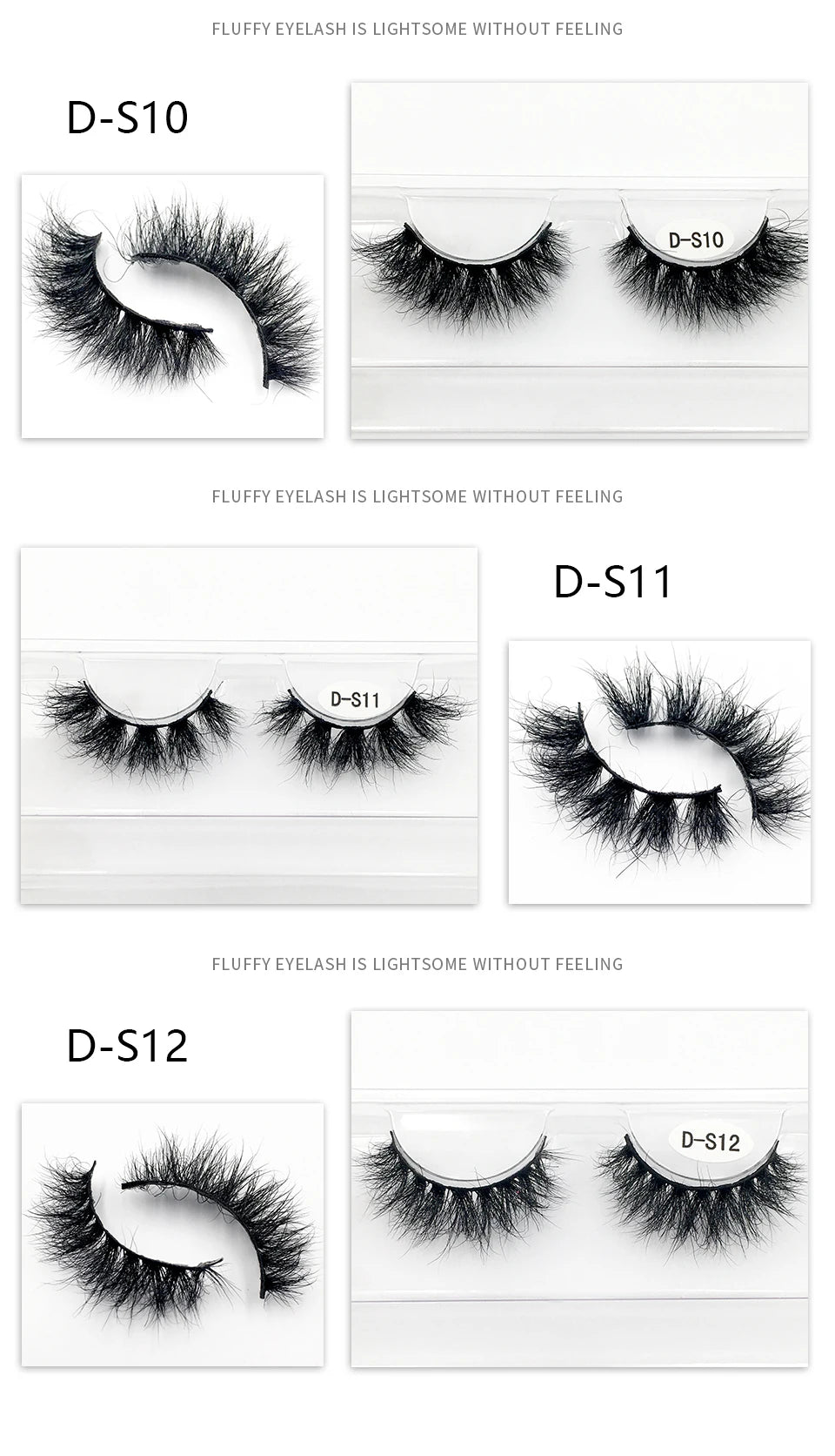 Cruelty Free Fluffy Mink Eyelashes High Quality C/D Curl Soft Wispy Volume Strip Lashes Natural Mink Lashes